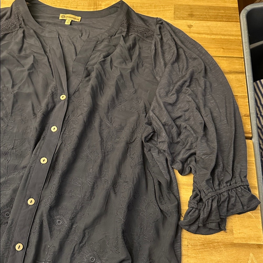 Democracy Button Down Rayon Blouse - image 4